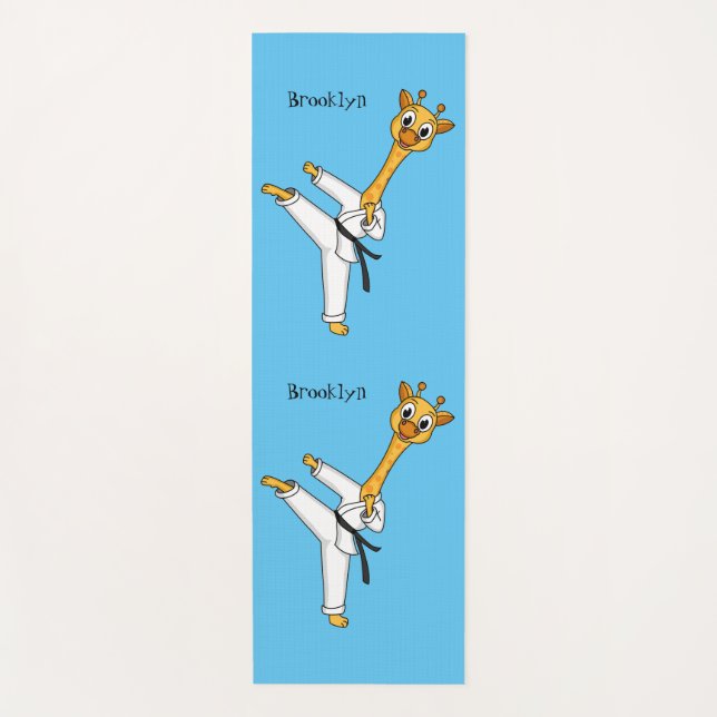 Kung Fu giraffe cartoon illustration  Yoga Mat (Front)