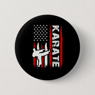 Kung Fu Karate Usa Flag Black Belt Martial Arts 2 Inch Round Button