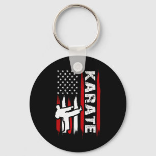 Kung Fu Karate Usa Flag Black Belt Martial Arts  Keychain