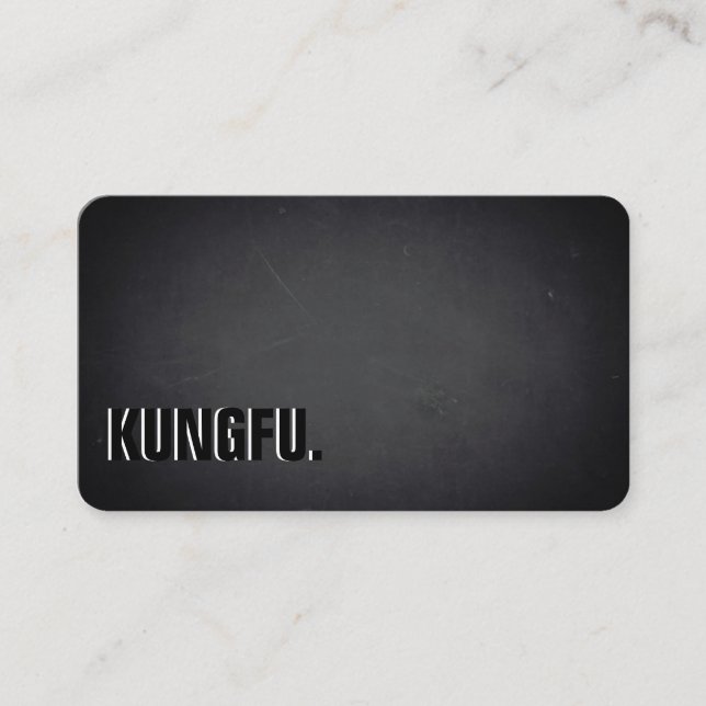 kung fu. Modern Minimalist Blackboard Professional Business Card (Front)