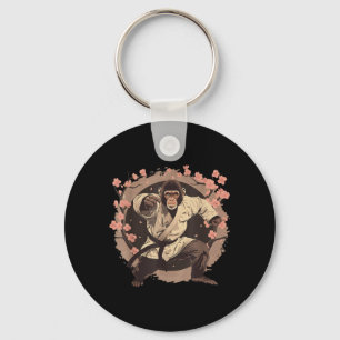 Kung Fu Monkey Sakura Tree Taekwondo Judo Martial Keychain