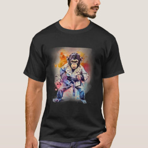 Kung Fu Monkey Watercolor Kickboxing Mma Monkey Lo T-Shirt