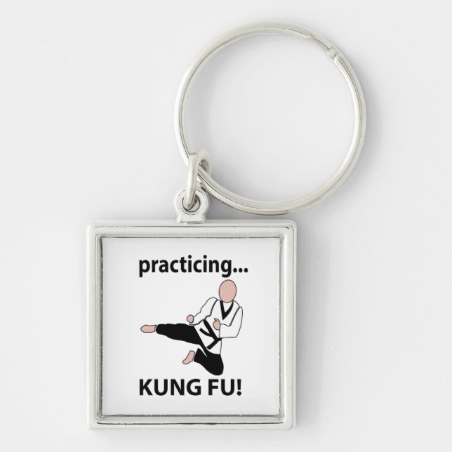 Kung Fu Practicing Kung Fu Keychain (Front)