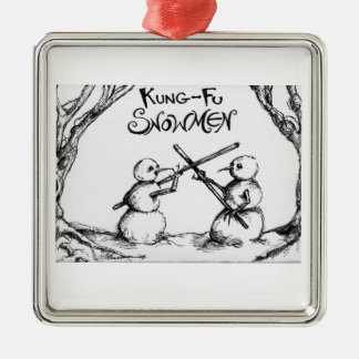 Kung Fu Snowmen Metal Ornament