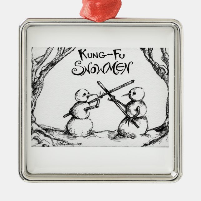 Kung Fu Snowmen Metal Ornament (Front)