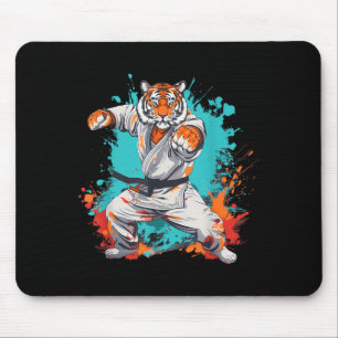 Kung Fu Tiger Watercolor Martial Arts Jiu-Jitsu Mouse Pad