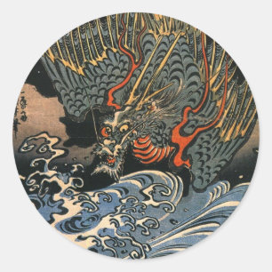 Kuniyoshi Utagawa, Dragon 2 Classic Round Sticker