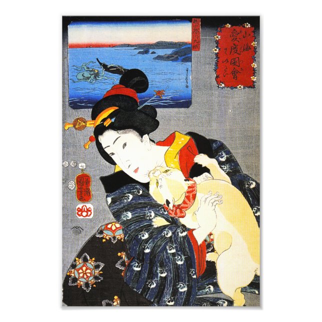 Kuniyoshi Woman with a Cat Print (Front)