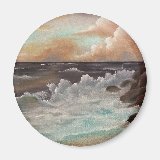 Kunstmalerei "Meeresrauschen" Bob Ross Magnet (Front)