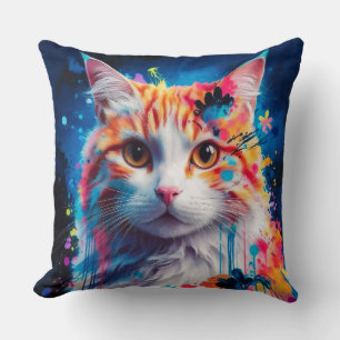 Kunstvolle Katze Throw Pillow
