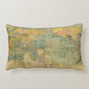 Kunyu Wanguo Quantu 1602 Japanese World Map Lumbar Pillow