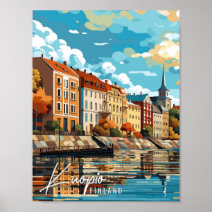 Kuopio Finland vintage travel illustration Poster