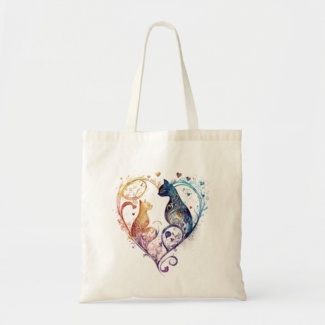 kuraudea cute cat heart-shaped Tote Bag (Front)