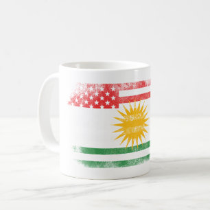Kurdish American Flag Kurdistan and USA Design Coffee Mug