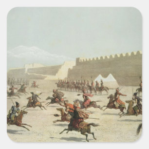 Kurdish and Tatar Warriors at Sadar Abbat, Armenia Square Sticker