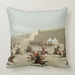 Kurdish and Tatar Warriors at Sadar Abbat, Armenia Throw Pillow