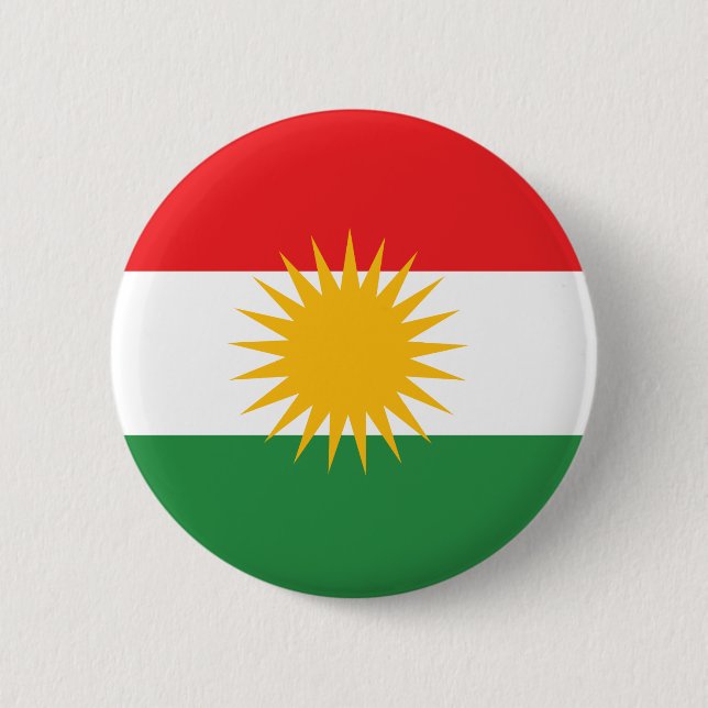 kurdish flag, drapeau kurde, kurdische Flagge 2 Inch Round Button (Front)