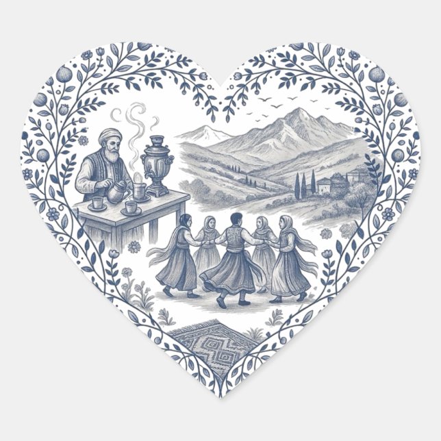 Kurdish Heritage Heart Design Sticker (Front)
