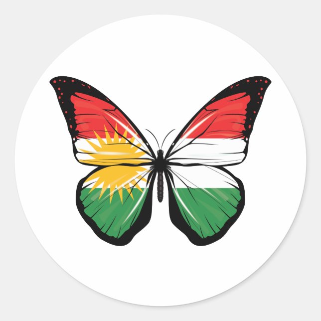 Kurdistan Butterfly Flag Classic Round Sticker (Front)