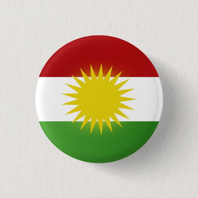Kurdistan flag badge (nîşan) 1 inch round button (Front)