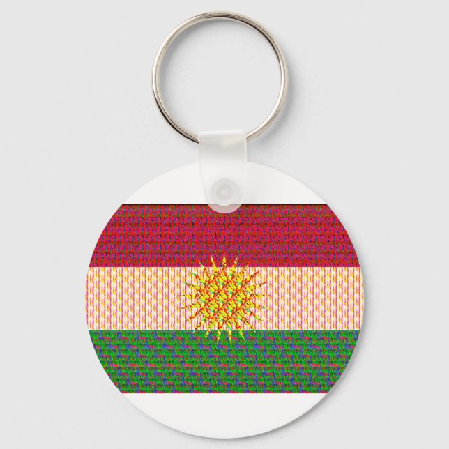 Kurdistan Flag Psychedelic Keychain (Front)
