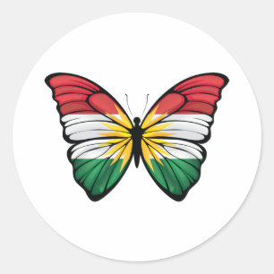 Kurdistan Hypolimnas Butterfly Classic Round Sticker