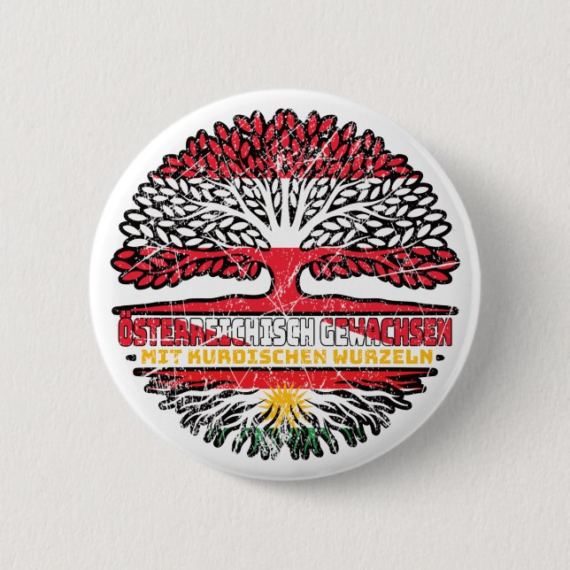 Kurdistan Kurdish Österreichisch Baum 2 Inch Round Button (Front)