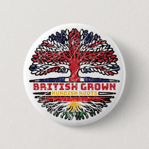 Kurdistan Kurdish Uk United Kingdom British Tree 2 Inch Round Button