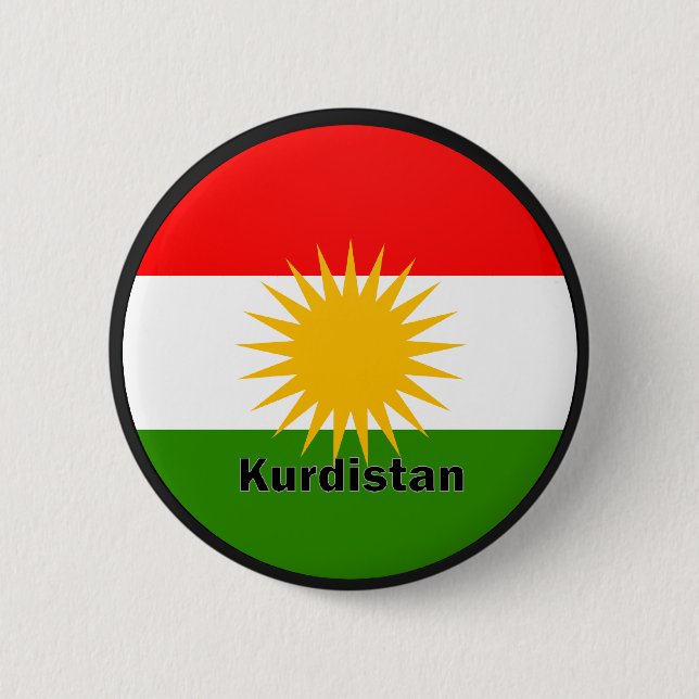 Kurdistan Roundel quality Flag 2 Inch Round Button (Front)