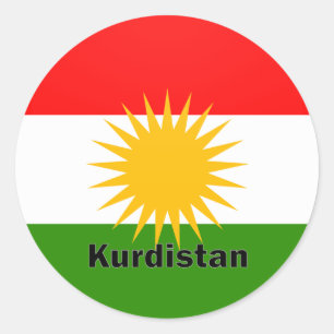 Kurdistan Roundel quality Flag Classic Round Sticker