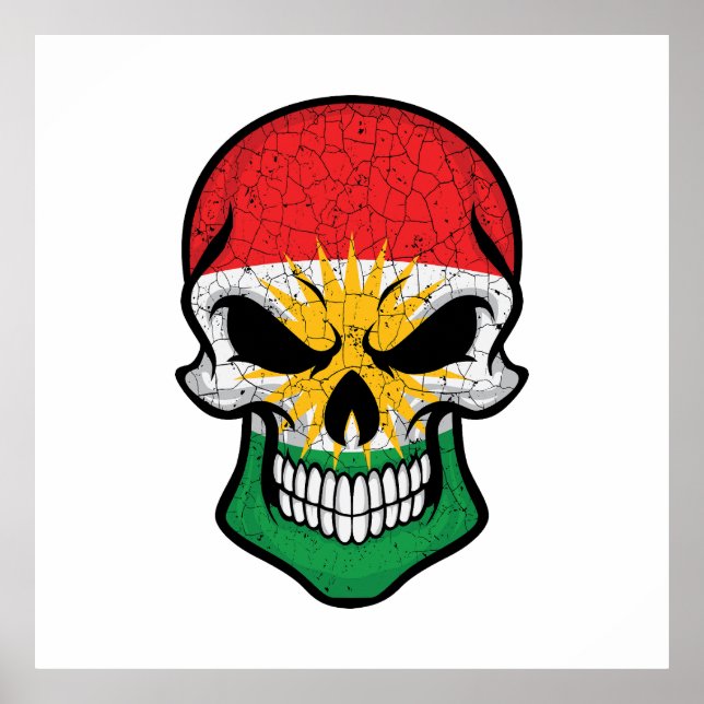Kurdistan Smiling Skull Flag  Poster (Front)