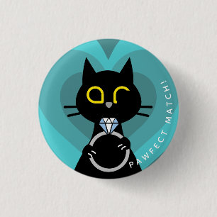 Kuro Catto Proposal Badge – Funny Cat Engagement 1 Inch Round Button