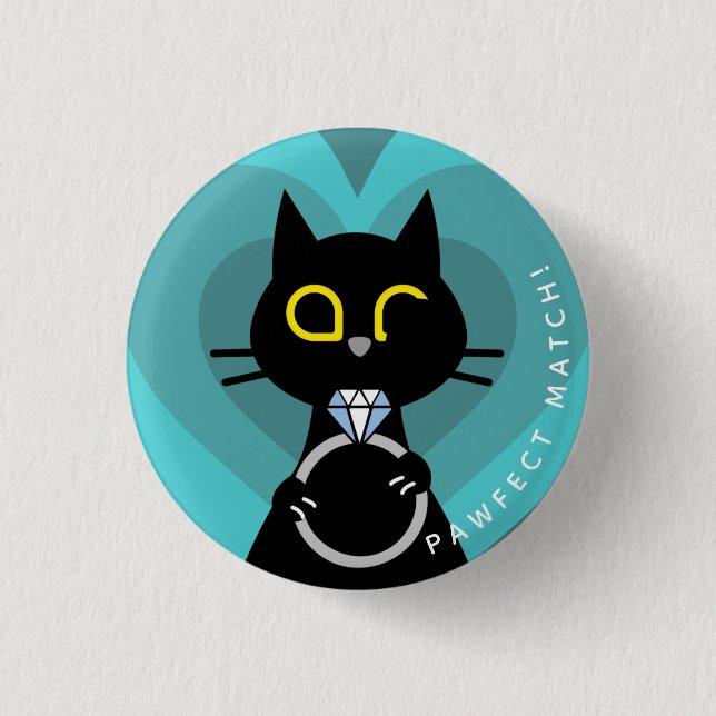 Kuro Catto Proposal Badge – Funny Cat Engagement 1 Inch Round Button (Front)