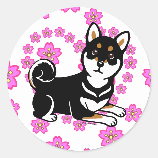 Kuro Shiba Inu dog cartoon Classic Round Sticker (Front)
