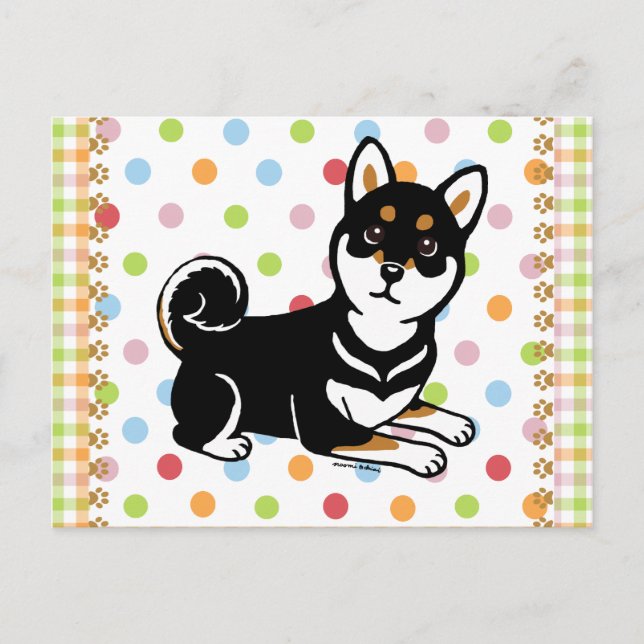 Kuro Shiba Inu dog cartoon Postcard (Front)