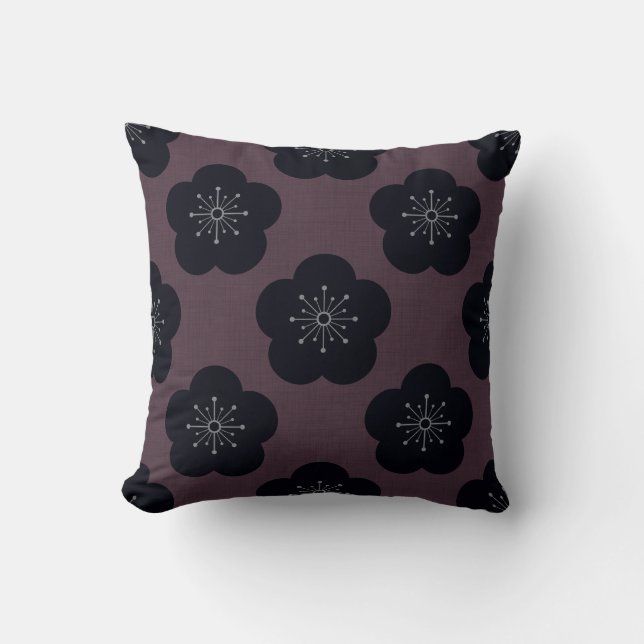 KURO UME - Bold-Bordeaux Throw Pillow (Front)
