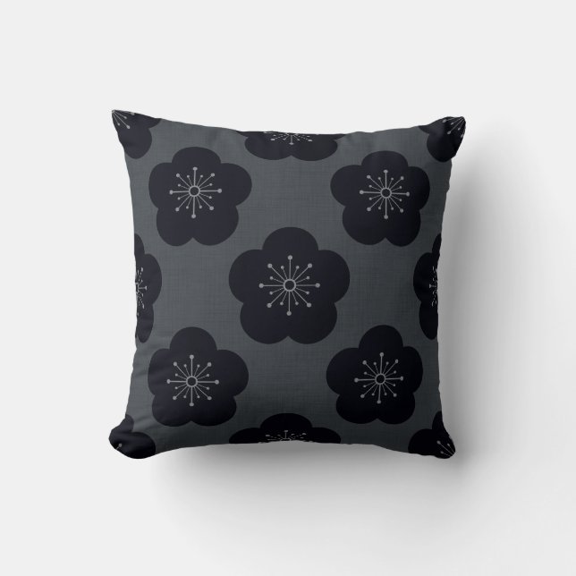 KURO UME - Bold-Gray Throw Pillow (Front)