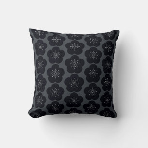 KURO UME - Seamless - Gray Throw Pillow