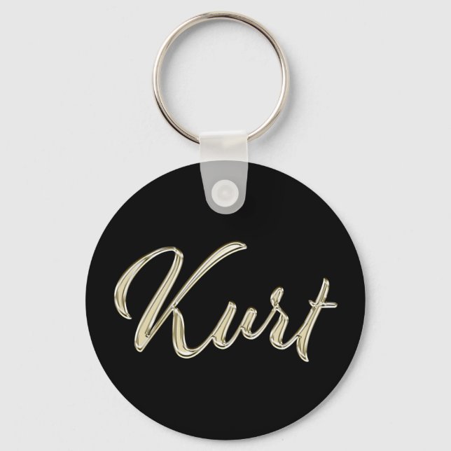 Kurt Name whitegold Button Schlüsselanhänger Keychain (Front)