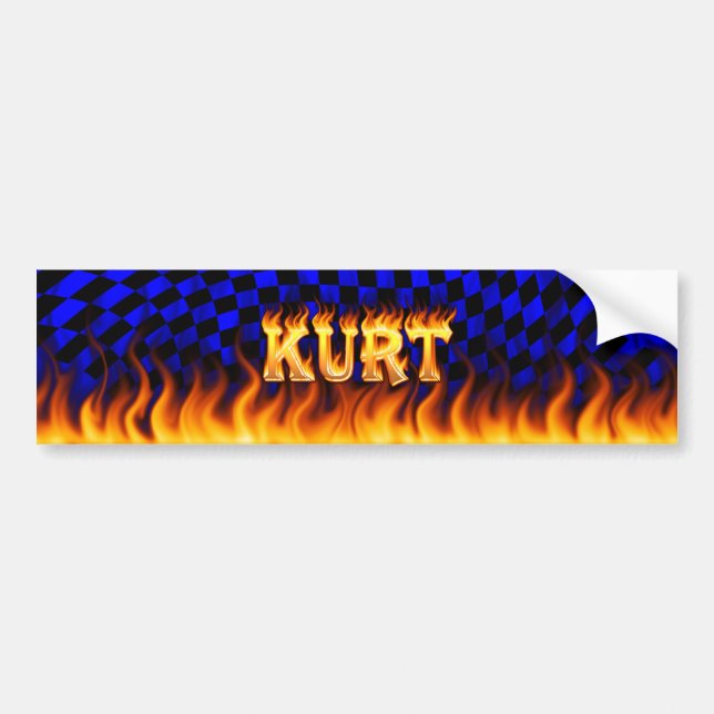 Kurt real fire and flames bumper sticker design. (Front)