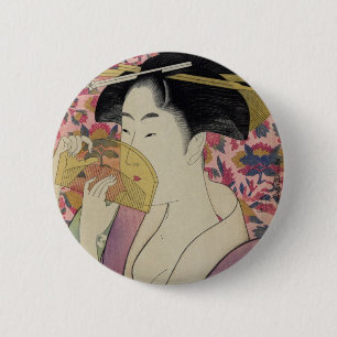 Kushi Comb by Kitagawa Utamaro 2 Inch Round Button