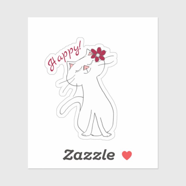 Kute Kitty White Cat Happy  (Sheet)