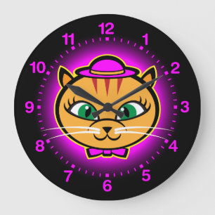 Kutey Kat, kid's purple ribbon wall clock