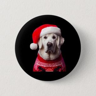 Kuvasz Dog With Santa Hat Christmas Xmas Owner Lov 2 Inch Round Button