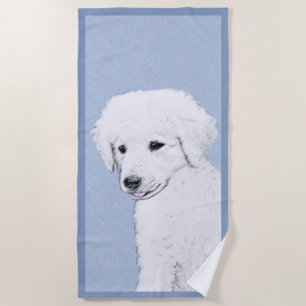 Kuvasz Painting - Cute Original Dog Art Beach Towel