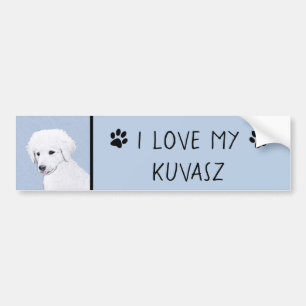Kuvasz Painting - Cute Original Dog Art Bumper Sticker