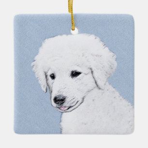 Kuvasz Painting - Cute Original Dog Art Ceramic Ornament