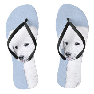 Kuvasz Painting - Cute Original Dog Art Flip Flops