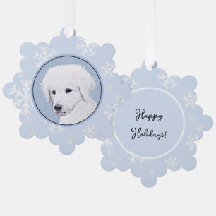 Kuvasz Painting - Cute Original Dog Art Ornament Card