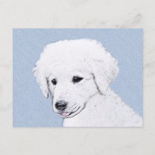 Kuvasz Painting - Cute Original Dog Art Postcard